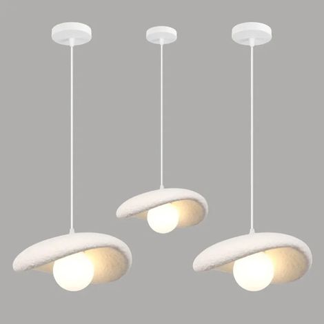 3x Retro Suspension Luminaire,20cm Lustre Vintage Abat-jour en Ciment Blanc G9 Lampe de Plafond avec G9 Ampoule,Lumière (1/5)