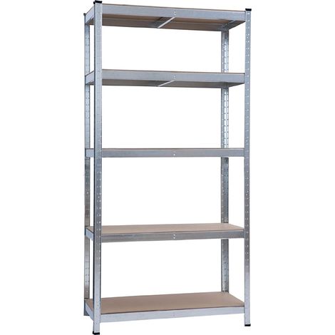 Etagère 5 tablettes L90xP40xH180 cm Charges 150Kg Structure Acier verni Plateaux bois BRIXO (1/5)