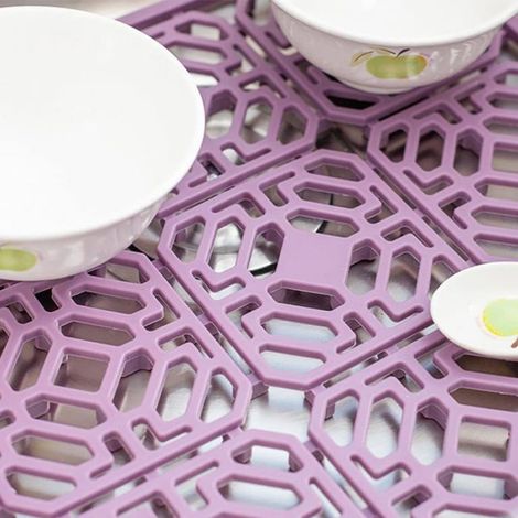 Tapis d'évier en silicone pour évier de cuisine Grille de protection pliable résistante à la chaleur Grille de séchage (1/4)