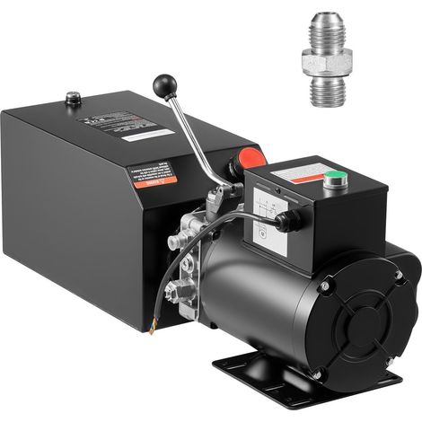 Unité de puissance hydraulique, AC 220V, 15 quarts, simple effet, débit 6,3 L/min, pression max 22 MPa, pour benne, garage auto, plateforme élévatrice, noir. (1/5)