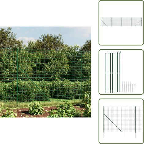Clôture en treillis métallique et piquet d'ancrage vert 1,8x10m - Clôture Métal - Clôture Jardin - Clôture Treillis - Clôture Verte - Clôture Robuste
