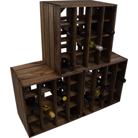 3x dunkles Weinregal 16er Flaschenregal für Weinflaschen (1/5)