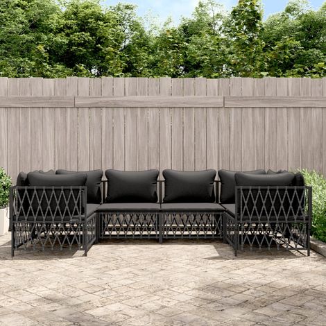 6-tlg. Garten-Lounge-Set mit Kissen Anthrazit Stahl (1/5)