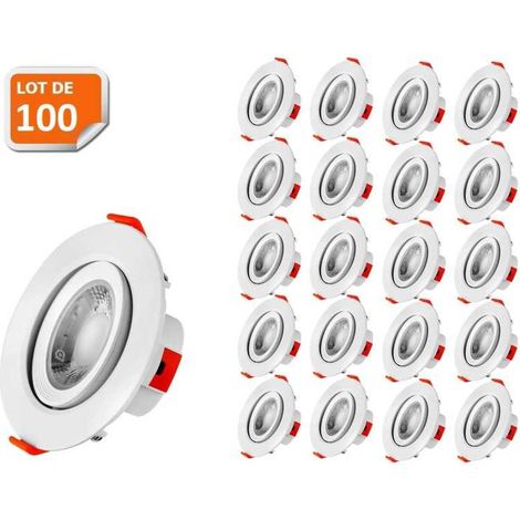Lampesecoenergie – Lot de 100 spots LED encastrables 5W – Blanc neutre 4000K – Transformateur intégré – Installation discrète pour plafond