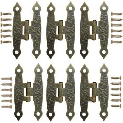 20 Pièces Charnières en Métal Bronze Rétro pour Placard, Armoires avec Vis - Style Pliantes Décorative pour Petite Boîte, Caisse, Meuble, Porte (1/5)