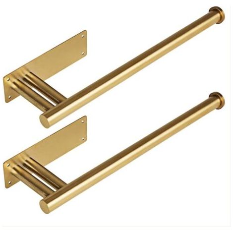 BUNTHAUS PA Lot de 2 Porte-Serviettes en Papier Sous Armoire Support Mural Acier Inoxydable Auto-Adhésif ou Percé Doré (1/4)