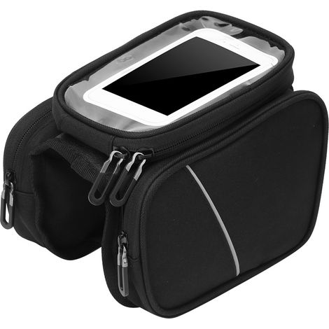 Sacoche avant de vélo VTT, étui pour téléphone portable en toile, équipement de cyclisme, noir, 1 L (1/5)