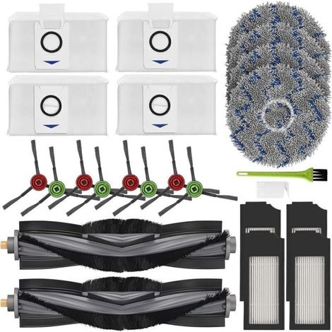 Accessoires pour ECOVACS DEEBOT X1 Omni, 2 Brosse Principale, 4 Filtres, 4 Sacs, 4 Serpillere et 4 Brosse Latérale de Rechange pour Ecovacs Deebot X1e Omni (1/4)