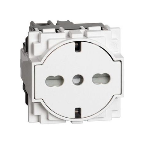 BTICINO KW4140A16F - Presa Flat Standard Tedesco e Bipasso 10/16A 250 V Ac - Bianco - Now