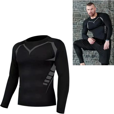 Sweat-shirt homme sportif - Respirant et ajusté pour activités extérieures, noir taille M (1/5)