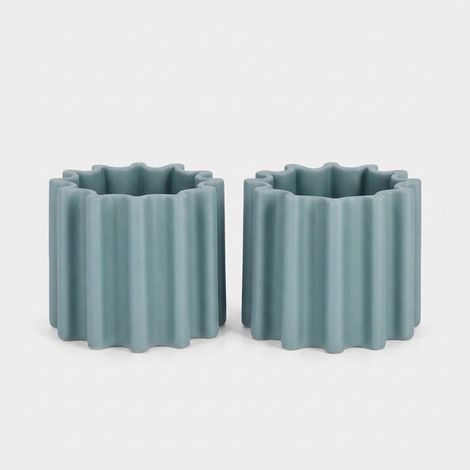 2 vasi per piante a cilindro basso da interno esterno in grès Holaf YES - Azzurro (1/3)