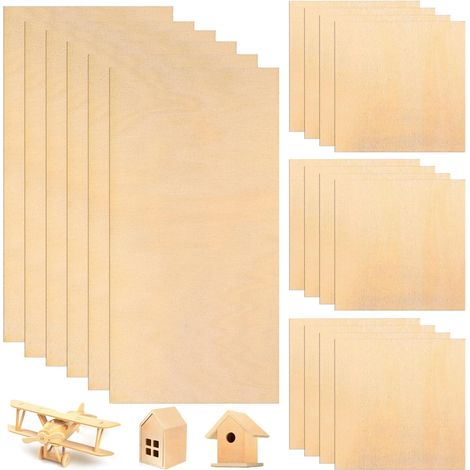 18 Planches de Bois de Balsa Non Traité pour Bricolage, Bois 1.5mm Panneaux de Bois 1,5 mm pour DIY, Modélisme, Gravure et Artisanat (100x100 mm et 100x200 mm) (1/5)