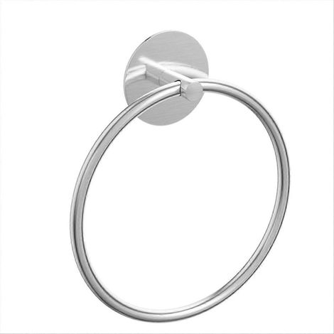 Anneau porte-serviettes de salle de bain en acier inoxydable argenté (1/5)