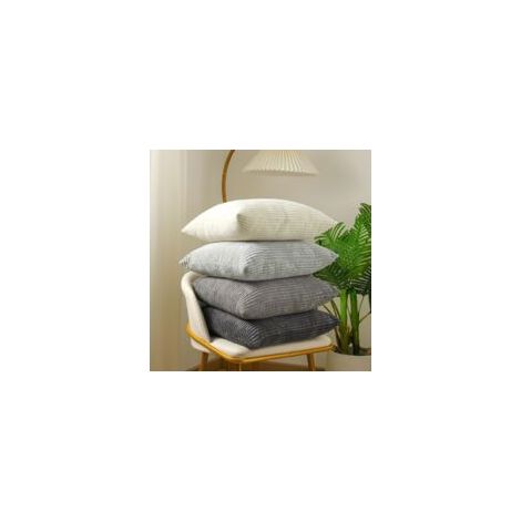 Housses coussin velours - 4 pcs, Taies oreillers 18×18 pouces (45×45cm) multi-couleurs rayées, Douces canapé salon - Gris (1/5)