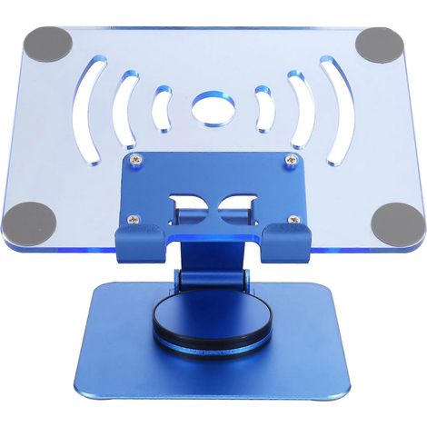 Support de tablette rotatif à 360°, support de bureau portable réglable en acrylique, convient aux tablettes jusqu'à 12,9 pouces, bleu. (1/4)