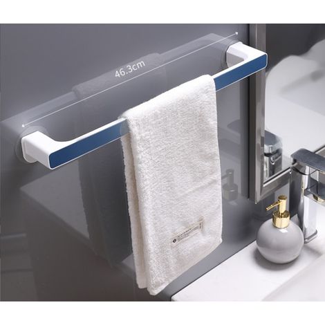 Porte-serviettes simple salle de bain sans perçage support de rangement (long bleu) (1/5)