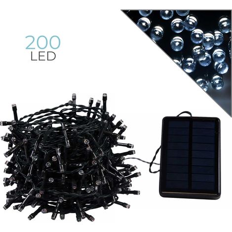 CATENA LUMINOSA LED 200 LUCI BIANCO FREDDO A RICARICA SOLARE - DECORAZIONI NATALIZIE PERFETTE PER GIARDINI ALBERI E ATTIVITA' COMMERCIALI (1/7)