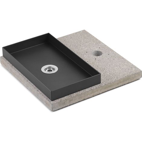 Base con Vaschetta per Fontane con Ghiera Piccola 40x40x5 cm in Cemento Belfer 42/BSE/6 Antracite (1/3)