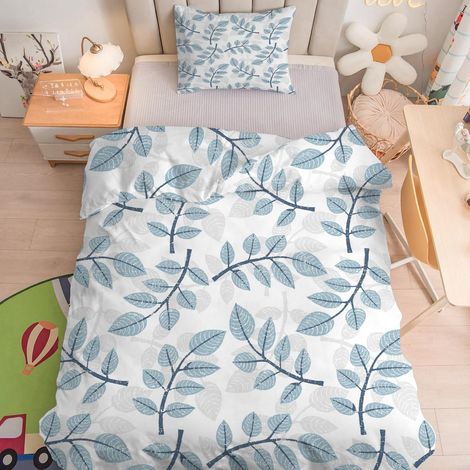 Bettwäsche-Set 135x200 cm mit Pflanzenmuster, Mikrofaser, 2 Kissenbezügen 80x80 cm