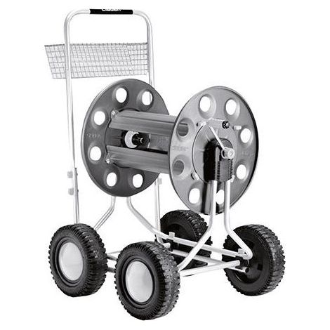 Claber – Chariot dévidoire tuyau métal Jumbo 165m 1/2' – Tambour léger – Revêtement époxy anti-rouille – 4 roues caoutchouc maniabilité (1/2)