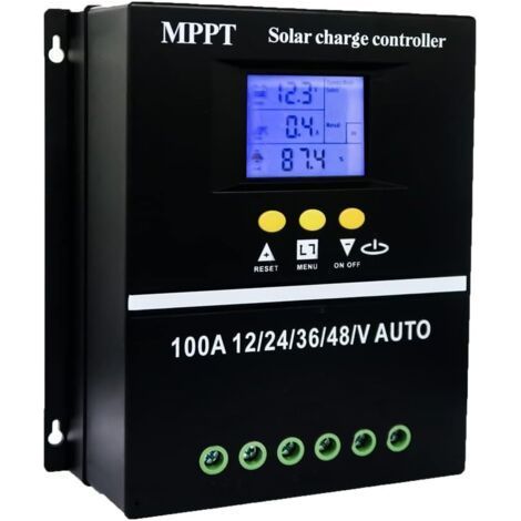 Contrôleur de charge solaire MPPT 80A 12V 24V 36V 48V avec écran LCD, contrôleur de batterie intelligent, tension maximale de 100V, double entrée USB pour batteries au plomb-acide/lithium (1/5)
