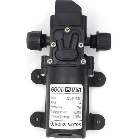 Pompe haute pression 12 V, 6 L/min, 7 bar, étanche et anti-vibration, pour système d’arrosage, lavage auto, nettoyage industriel et applications mobiles (1/5)
