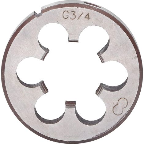 G3/4 round thread die made of alloy steel, 55 mm diameter, 6 chip removal holes for manual tapping tools, high-precision thread die (1/5)