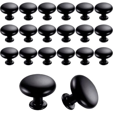 20 Pièces Boutons de Meuble, Boutons de Porte Boutons de Tiroir (Black, 30mm) (1/5)