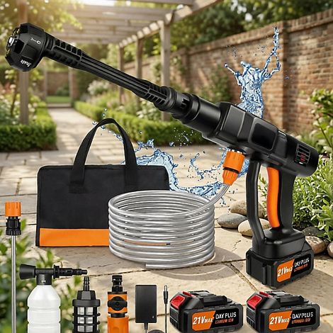 Cordless Pressure Washer with 2 Batteries and 6 in 1 Nozzle