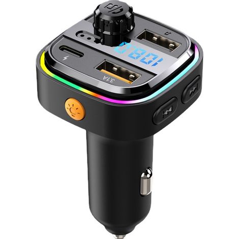 Dual USB Type-C Bluetooth Car MP3 Player Charger, Car FM Transmitter, Hands-free Car Charger, Fast Charging (1/4)