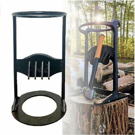 Brennholzspalter mit Licht, manueller Holzspalter, Spaltkeil aus Gusseisen mit Licht, schwarz (1/5)