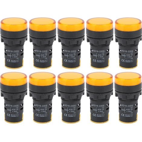 Gelbe LED-Anzeige AD16-22DS, 10 Stück, helle Signallampe für AC/DC12V-Anzeige (1/5)