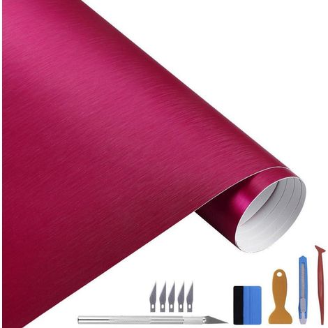 Metallic Vinyl Folie gebürstet 30x300cm Rosenrot matt Chrom Auto Folie (1/5)