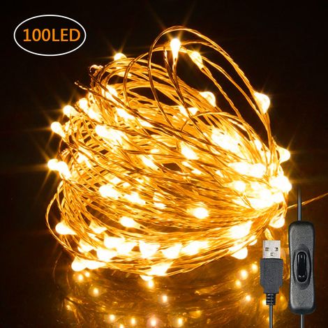 Ortviai Guirlande Lumineuse USB en Fil de Cuivre 10 m – 100 LED Blanc Chaud, Étanche IP65, pour Décoration Intérieure et Extérieure (1/5)