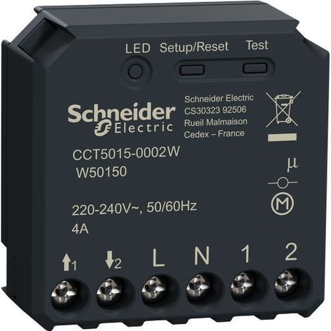 Schneider Electric – Micromodule gris foncé 220-240 V – Compatible Zigbee – Fixation à vis – Dimensions 43x43x22 mm – Pour motorisation de volets roulants (1/6)