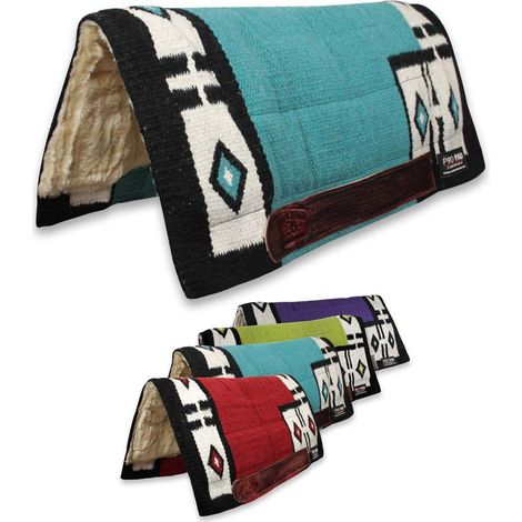 Sottosella western modello Aztec in tessuto navajo resistente con imbottitura e rinforzi in cuoio - Nero e Bianco (1/5)