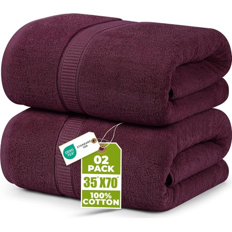 Luxueux Drap de Bain géant 2 pièces 100 pour cent Coton filé à Anneaux très Absorbant et à séchage Rapide Serviette de Bain sur (1/5)