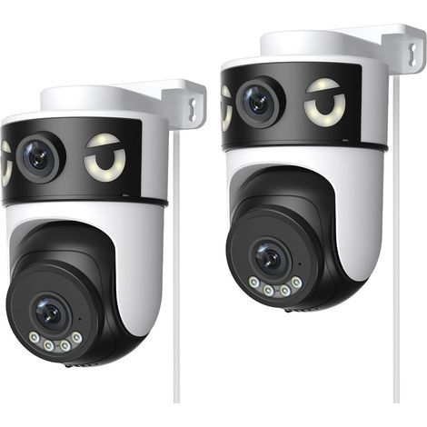 1080p Camera Surveillance WiFi Exterieure avec Double Objectif, 2.4GHz Caméra Extérieur avec Vision Nocturne Couleur, Détection de Mouvement, Audio Bidirectionnel, Stockage SD/Cloud, (2 Pièces) (1/5)