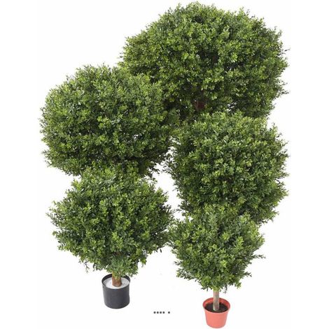 Boule de buis artificiel sur tronc extérieur anti-UV H 50 cm D 35 cm - dimhaut: H 50 cm - couleur: Vert
