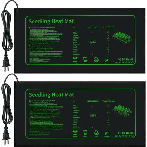 Lot de 2 Tapis Chauffants pour Semis 25x53 cm - Coussin Thermostatique Imperméable Idéal pour Germination et Plantation Intérieure