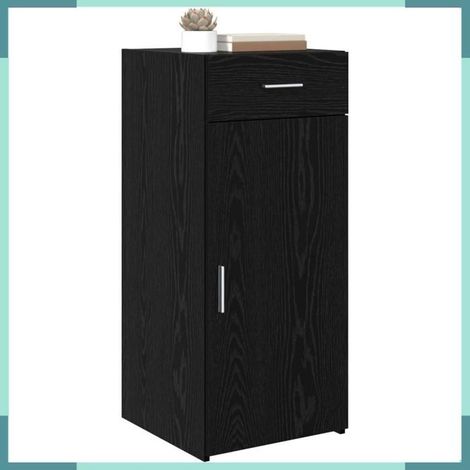 Meuble bas - 883140 - Chêne noir - 1 porte & 1 tiroir - Bois d'ingénierie (1/5)