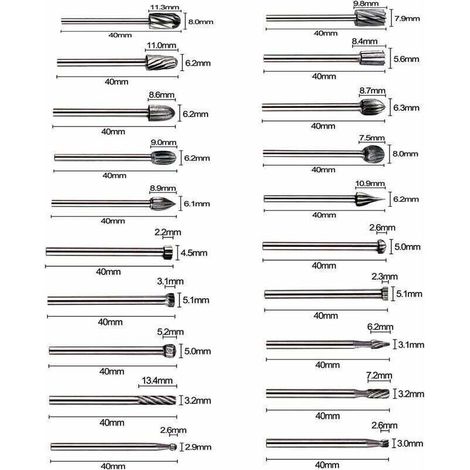 Fraises Rotatives - 20Pcs Embouts de Fraisage HSS Fraise Bois Outil de Routage du Bois avec 3mm Tige pour Dremel/Accessoires Outil Rotatif pour Bricolage Menuiserie, Gravure (1/3)
