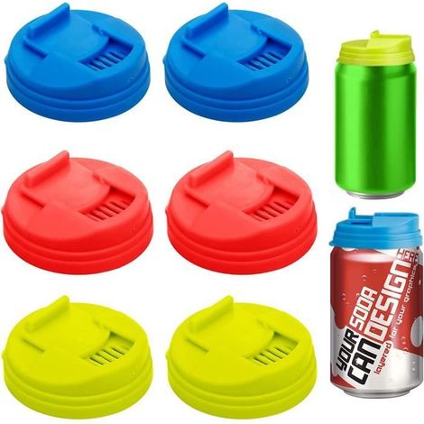 6 Pièces Couvercle Canette Soda, 5.8cm Couvercles pour Boîtes de Soda, Canettes De Soda Réutilisables Couvercles (Rouge Bleu Jaune) (1/4)