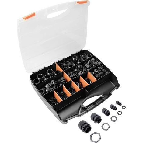 Quadrios Juego de prensaestopas negro 224 piezas