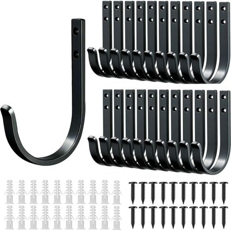 20 Pièces Crochets Muraux Métalliques Patères Noires Résistantes à Visser Supports Muraux pour Manteaux Serviettes et Sacs Entrée Chambre Salle de Bain avec 20 Vis Noir (1/5)