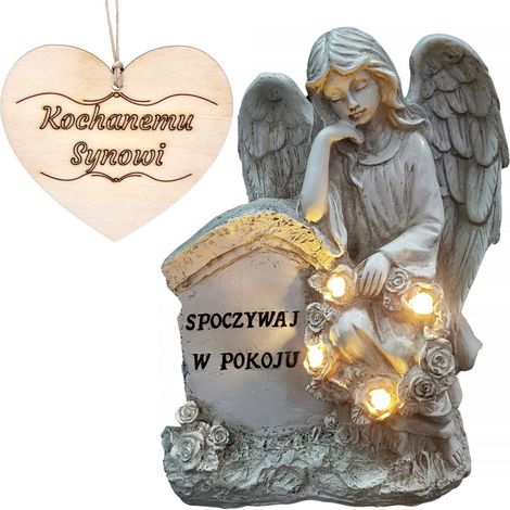 Vela del ángel de la guarda con la inscripción "Descansa en paz" para la tumba del hijo. 21,5 cm. (1/5)