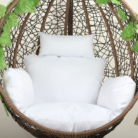 Coussin de rechange XXL pour fauteuil suspendu, assise et dossier, housse déhoussable et lavable, polyester, coloris blanc, version imperméable