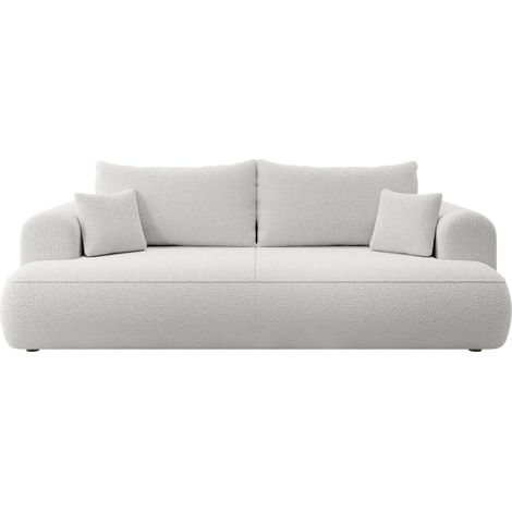 Selsey - Ovo 3-Sitzer-Schlafsofa mit Stauraum in Bouclé-Grau