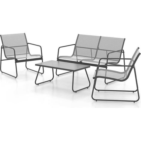 TrAdE Shop Traesio - Set Giardino Salotto Da 4pz Da Esterno Con Divano 2 Poltrone Tavolino Per Terrazzo Veranda - Grigio (1/3)