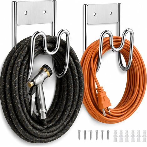 2 Pièce Support Tuyau Arrosage Mural, Support Tuyau Arrosage, Support Tuyau Aspirateur, Robuste Support pour Rallonge Tuyau Arrosage, pour Jardin, Garage, Atelier (1/5)